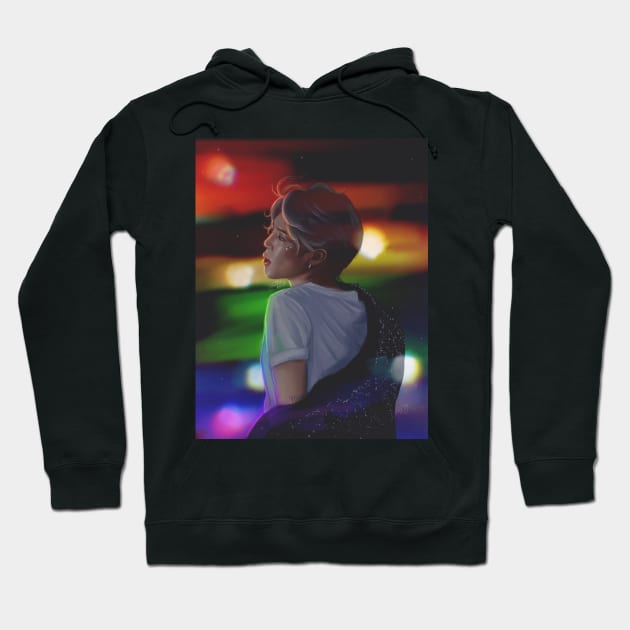 Rainbow Lights Jimin Hoodie by yelhsa art